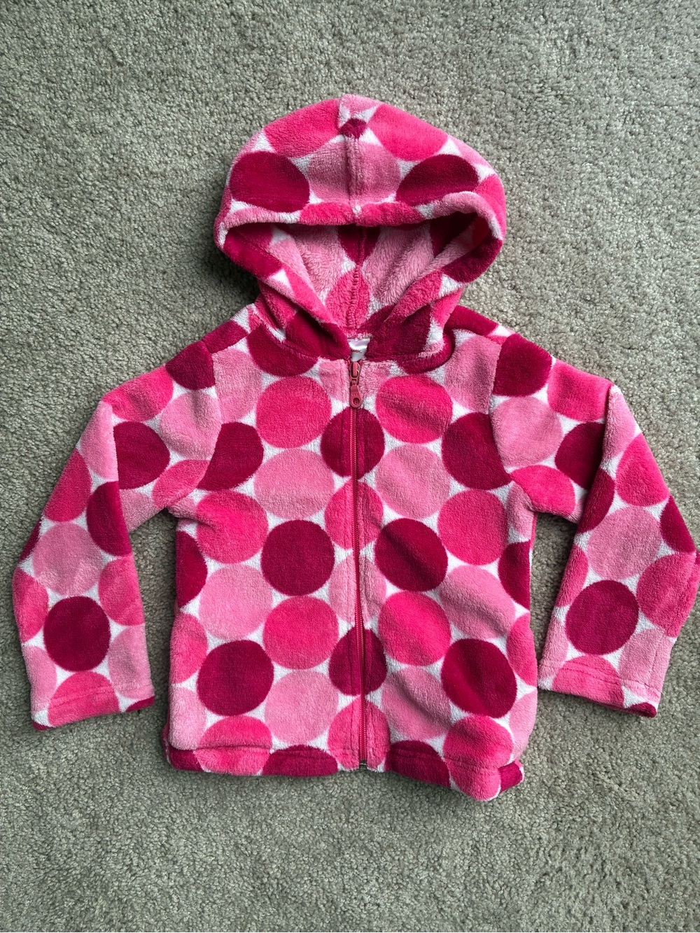 Hanna Andersson Marshmallow Hoodied Fleece Jacket in Pink Polka Dots